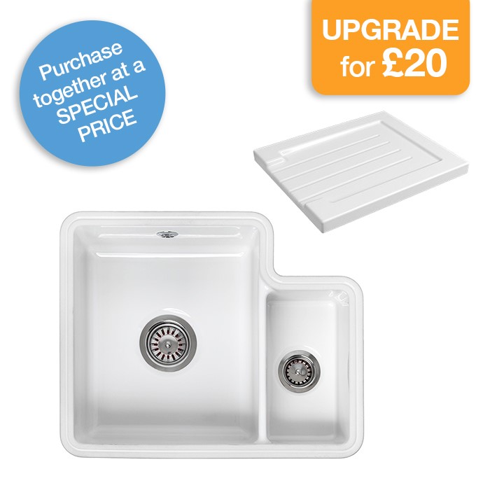 Tuscany Double Bowl Classic Sink with Ceramic Drainer NotJustTaps.co.uk